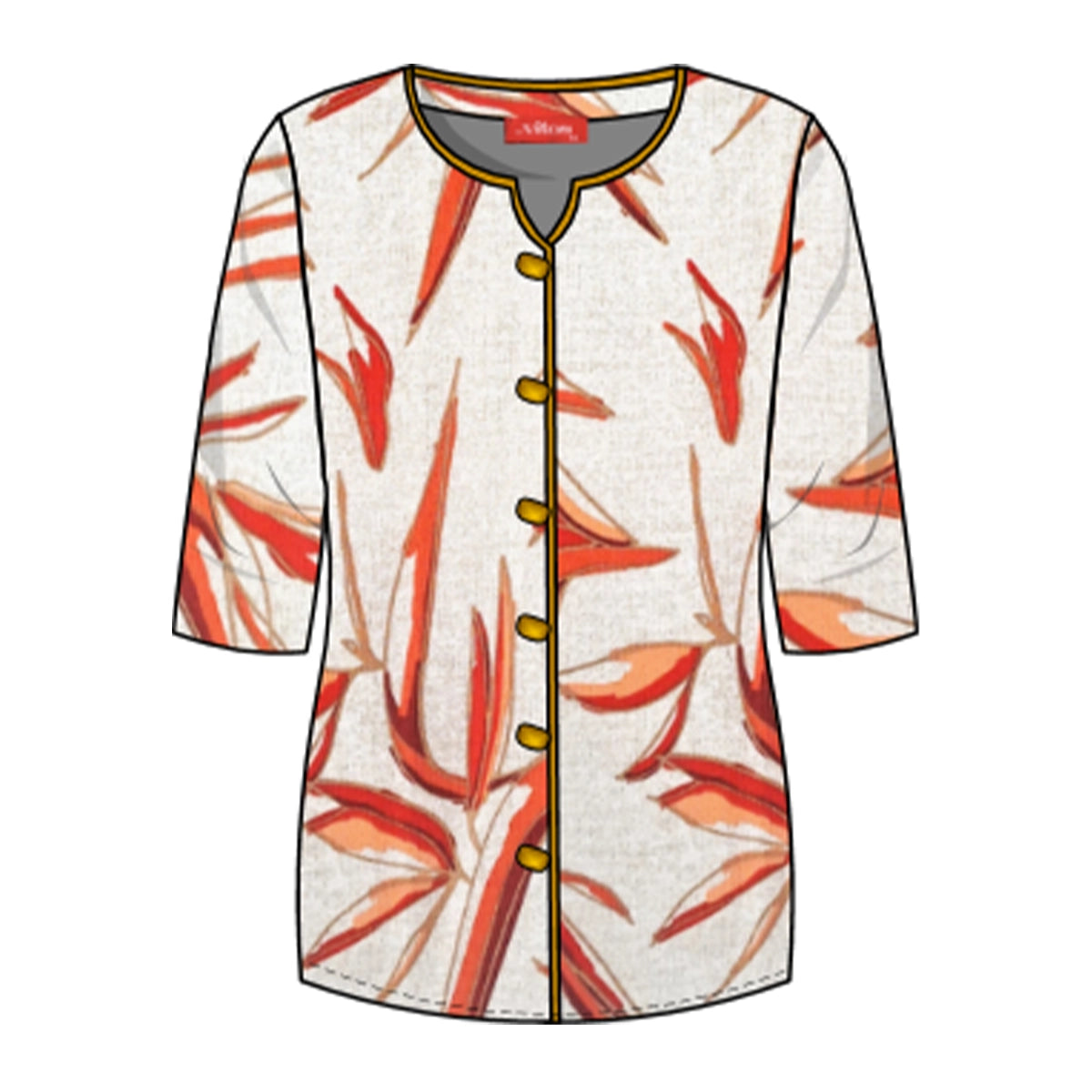 Blusa estampada con cuello tipo mao Keisha