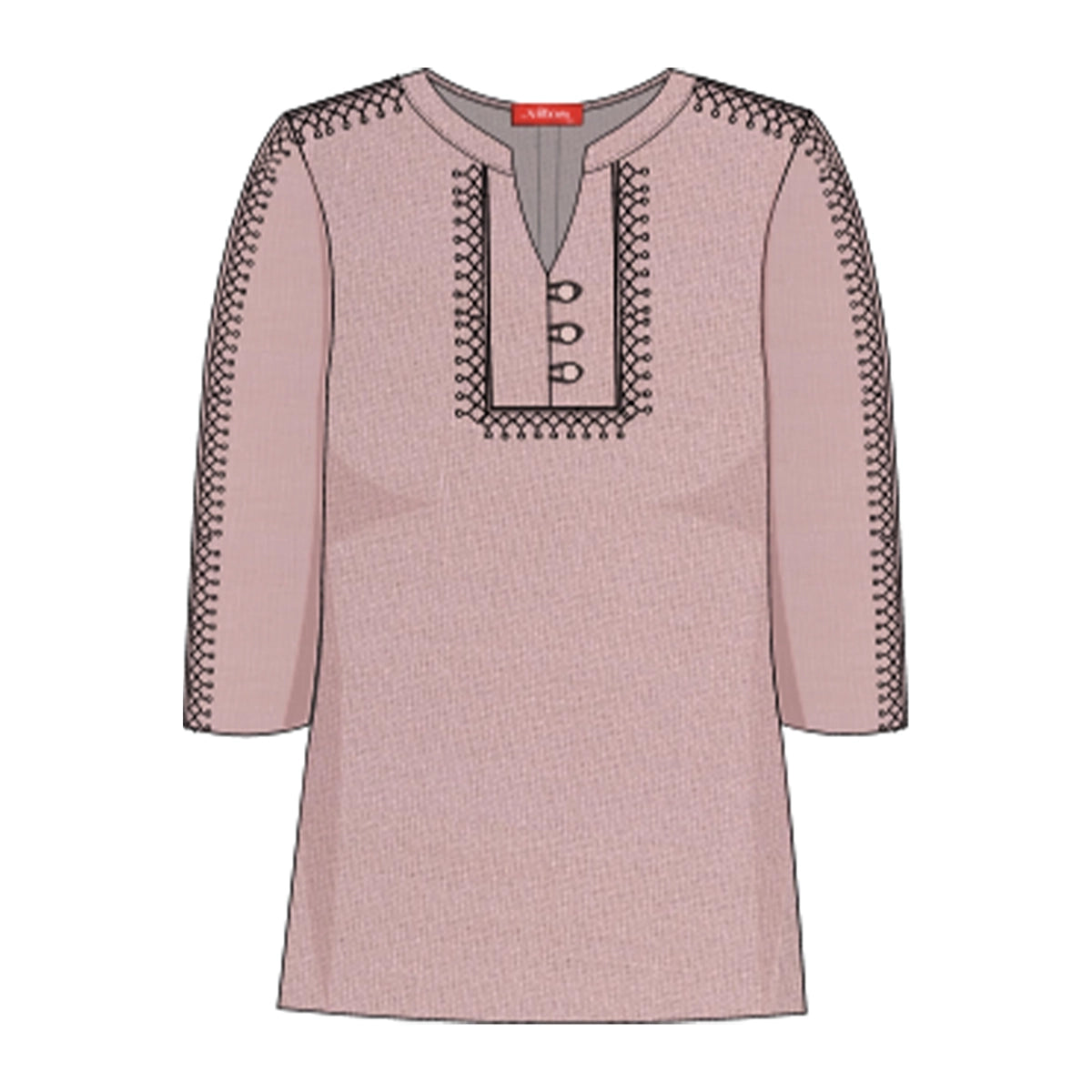 Blusa con detalle tejido y manga 3/4 Antonieta