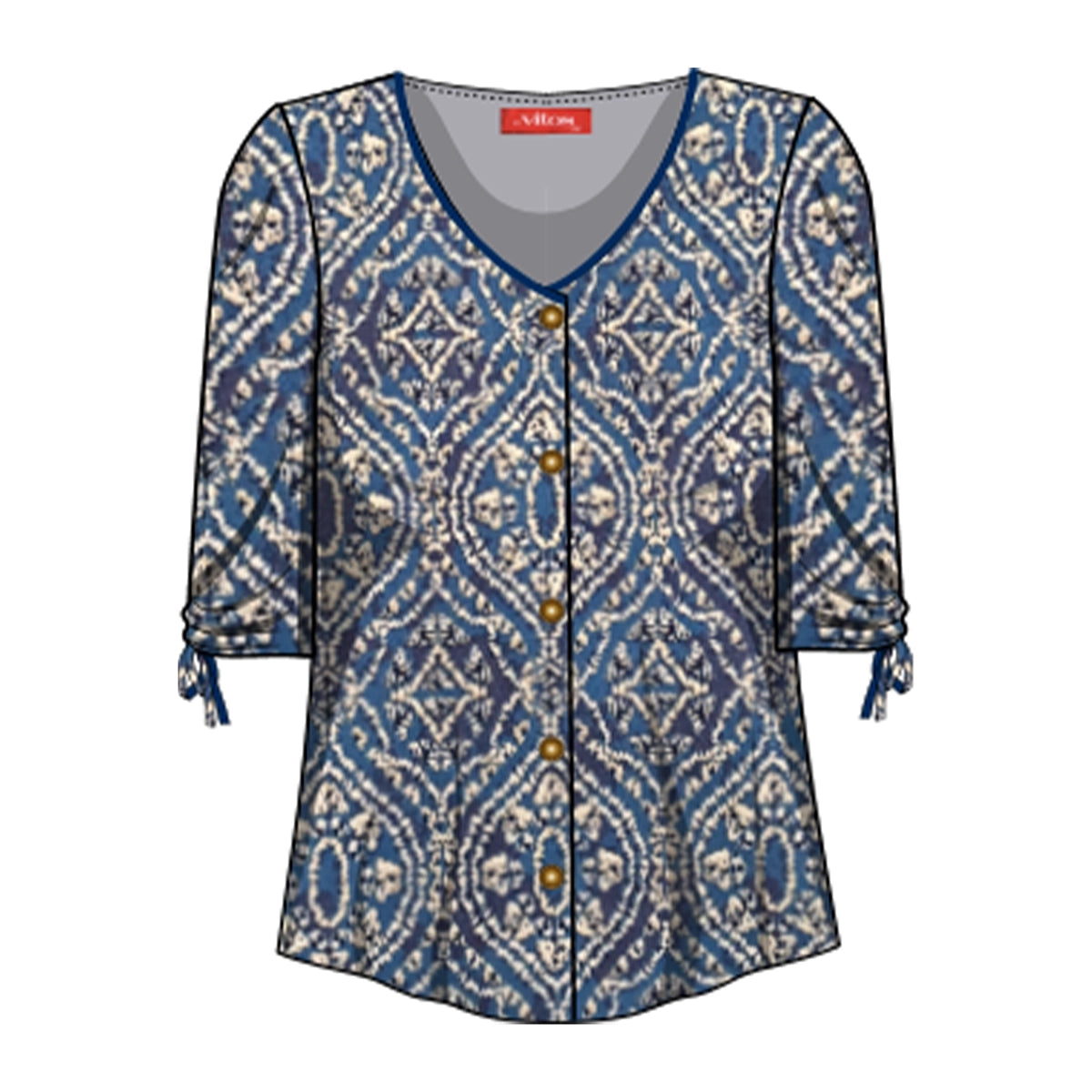 Blusa estampada con manga ajustable Reina