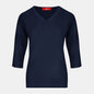 Blusa punto escote V calado manga 3/4 - C0008 Clasicos