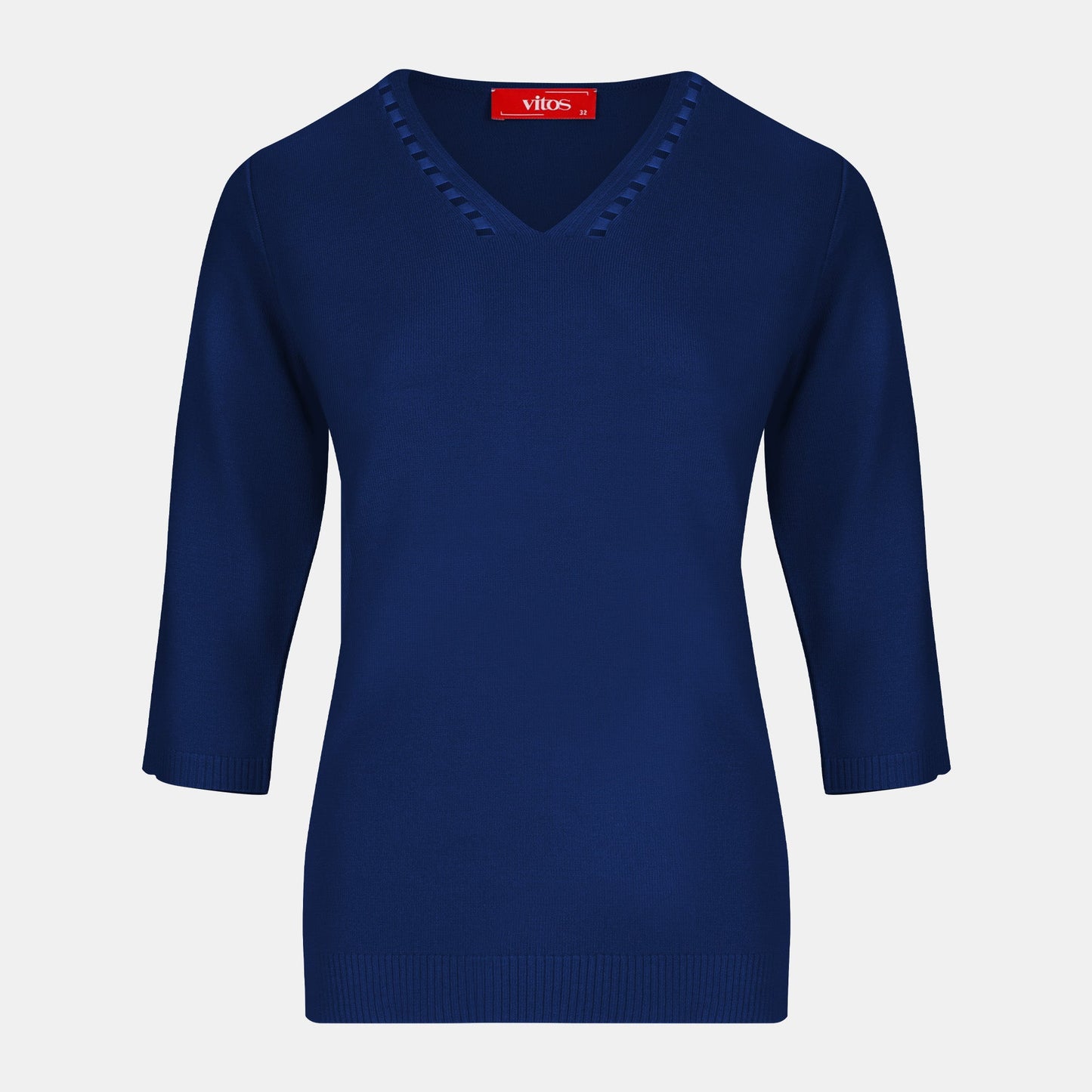 Blusa punto escote V calado manga 3/4 - C0008 Invierno