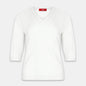 Blusa punto escote V calado manga 3/4 - C0008 Clasicos