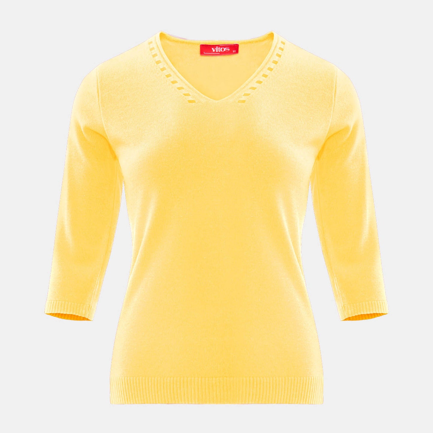 Blusa punto escote V calado manga 3/4 - C0008 Primavera