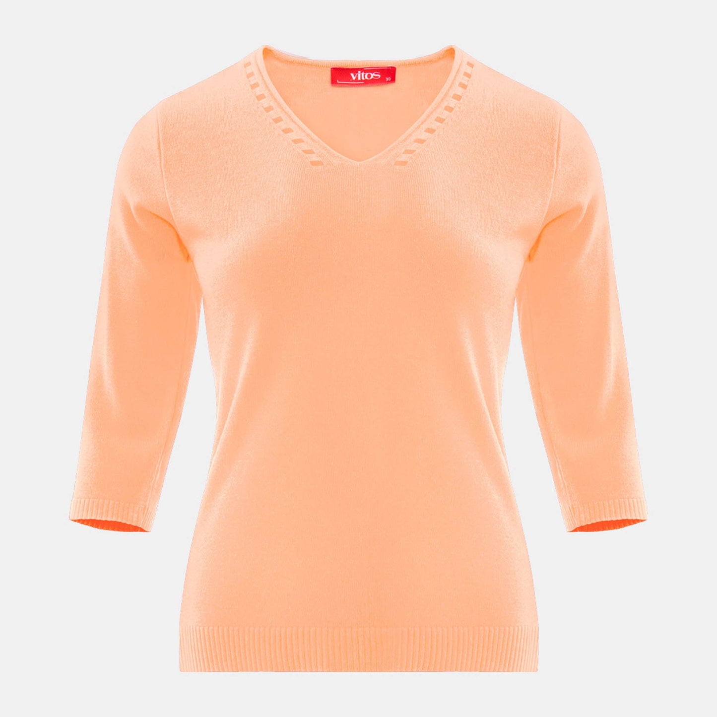 Blusa punto escote V calado manga 3/4 - C0008 Primavera