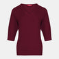 Blusa punto escote V calado manga 3/4 - C0008 Invierno