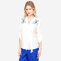 Blusa abierta manga corta con bordado Loreto
