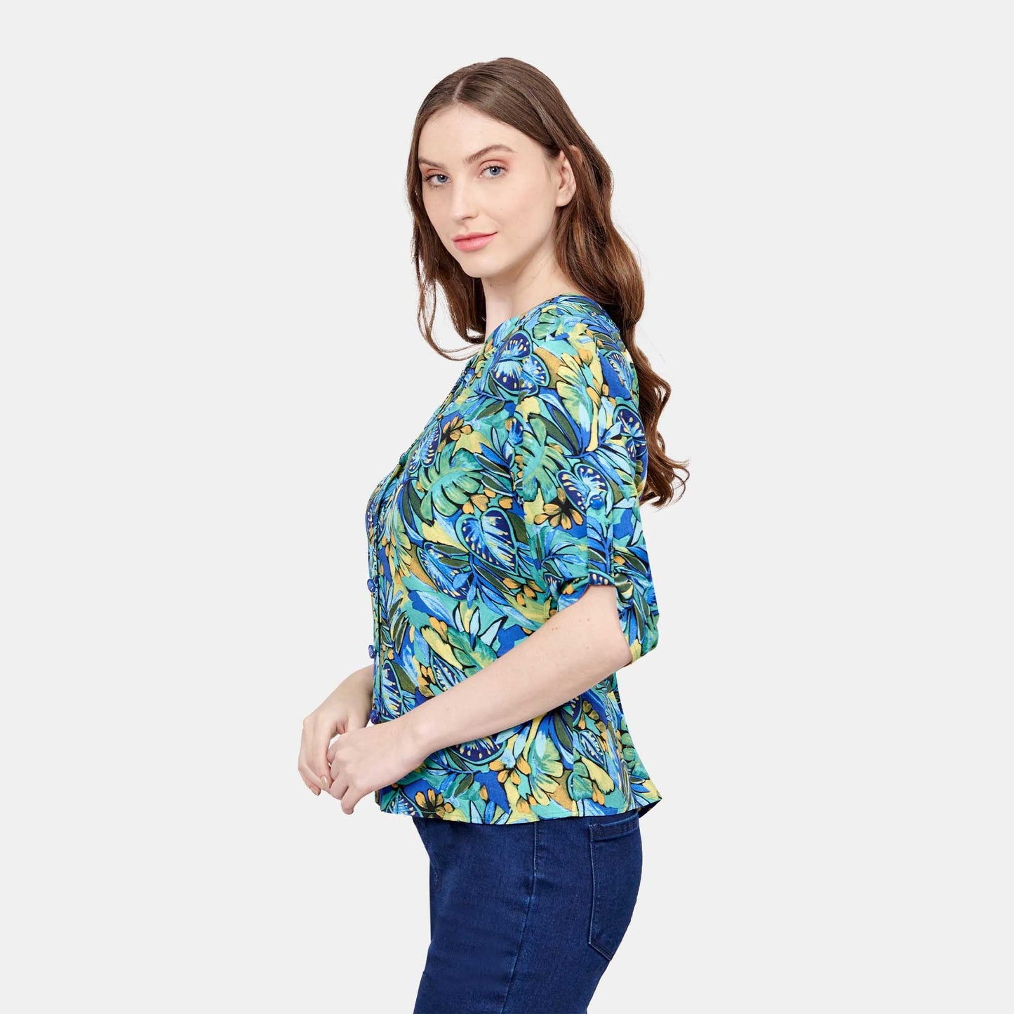 Blusa estampada con manga corta Cadereyta