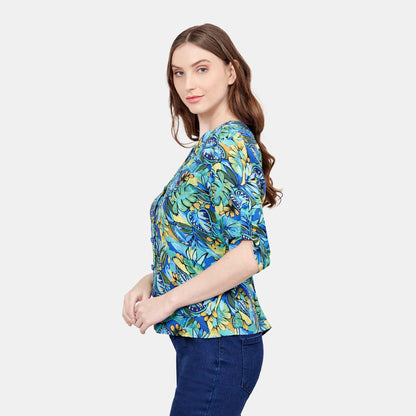 Blusa estampada con manga corta Cadereyta