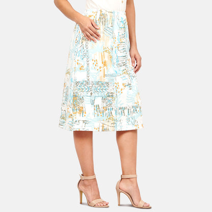 Falda midi con pretina volteada Sisal
