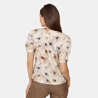 Blusa abierta estampada cuell V Aurora