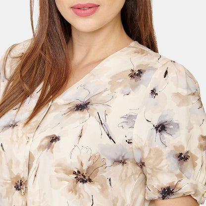 Blusa abierta estampada cuell V Aurora
