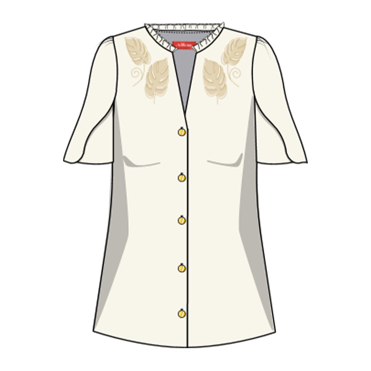 Blusa bierta con bordado Catalina