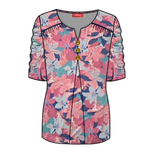 Blusa con fuelle y manga fruncida Letizia