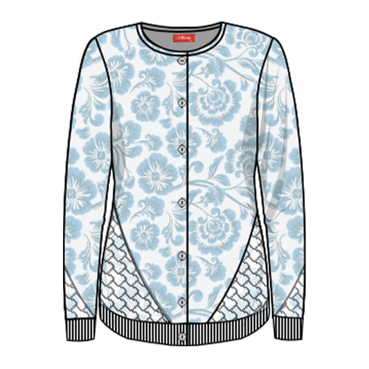 Cárdigan estampado con detalle de trenza en costado Complemento