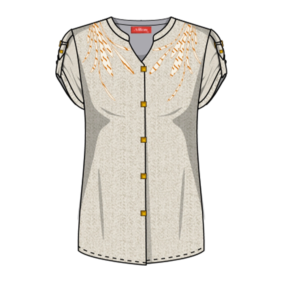 Blusa con bordado y botones al frente Keisha