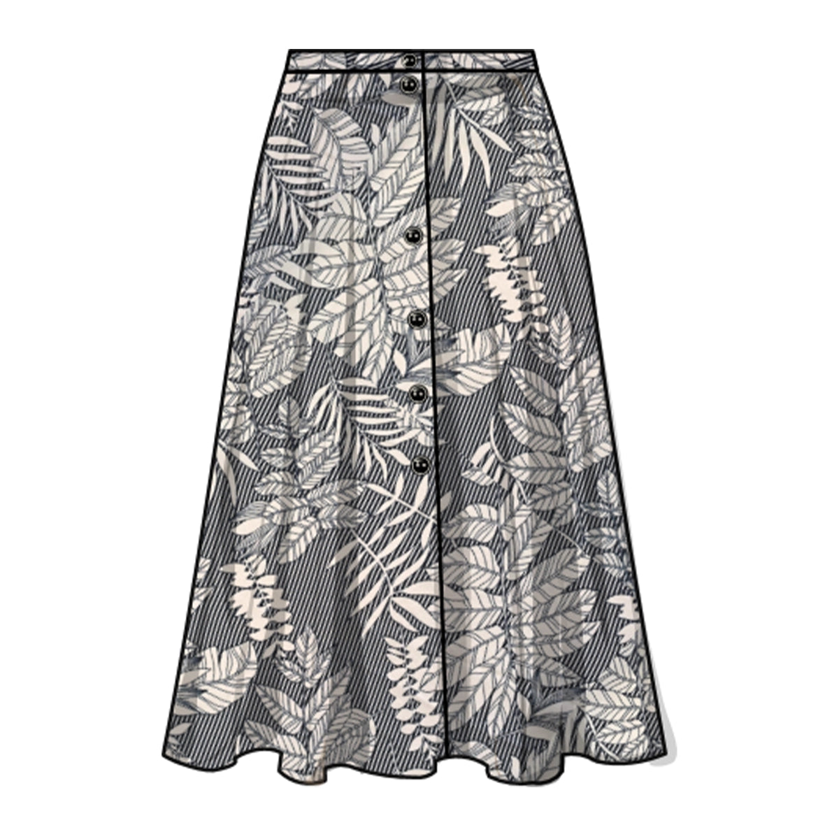 Falda estampado tropical con botones al frente Leonor