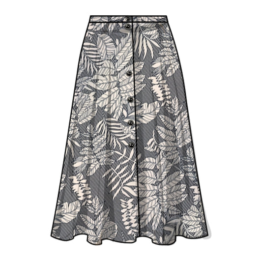 Falda estampado tropical con botones al frente Leonor