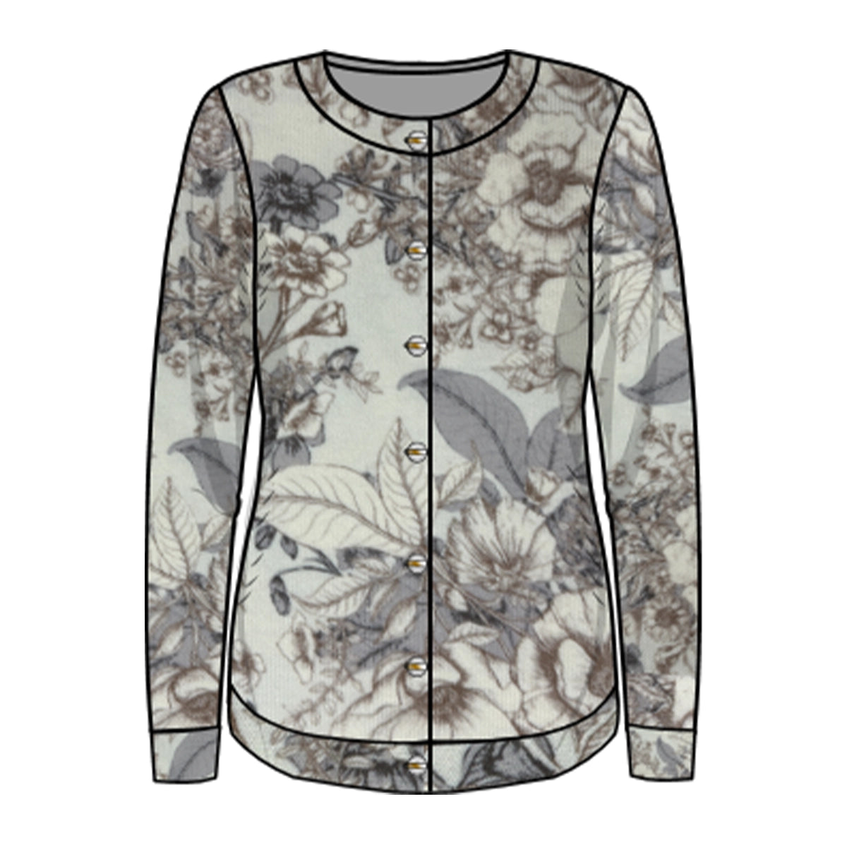 Cárdigan estampado cuello redondo Complementos