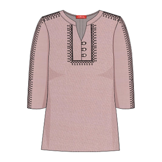 Blusa con detalle tejido y manga 3/4 Antonieta