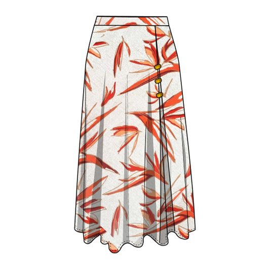 Falda estampada con botones al costado Keisha